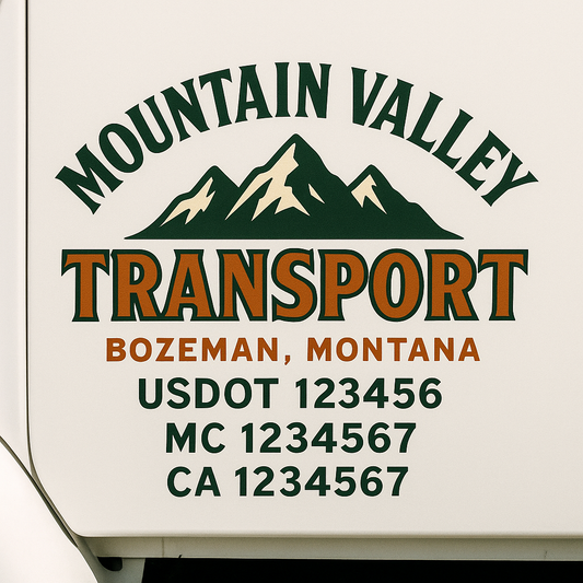 Custom Truck Door Decal Sticker Signs | Trucking or Business Name with City, USDOT, MC, CA Lettering Truck Signs