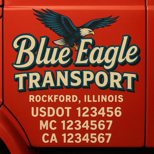 Custom Truck Door Decal Sticker Signs | Trucking or Business Name with City, USDOT, MC, CA Lettering Truck Signs