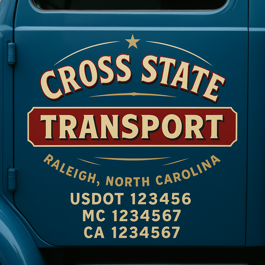 Custom Truck Door Decal Sticker Signs | Trucking or Business Name with City, USDOT, MC, CA Lettering Truck Signs