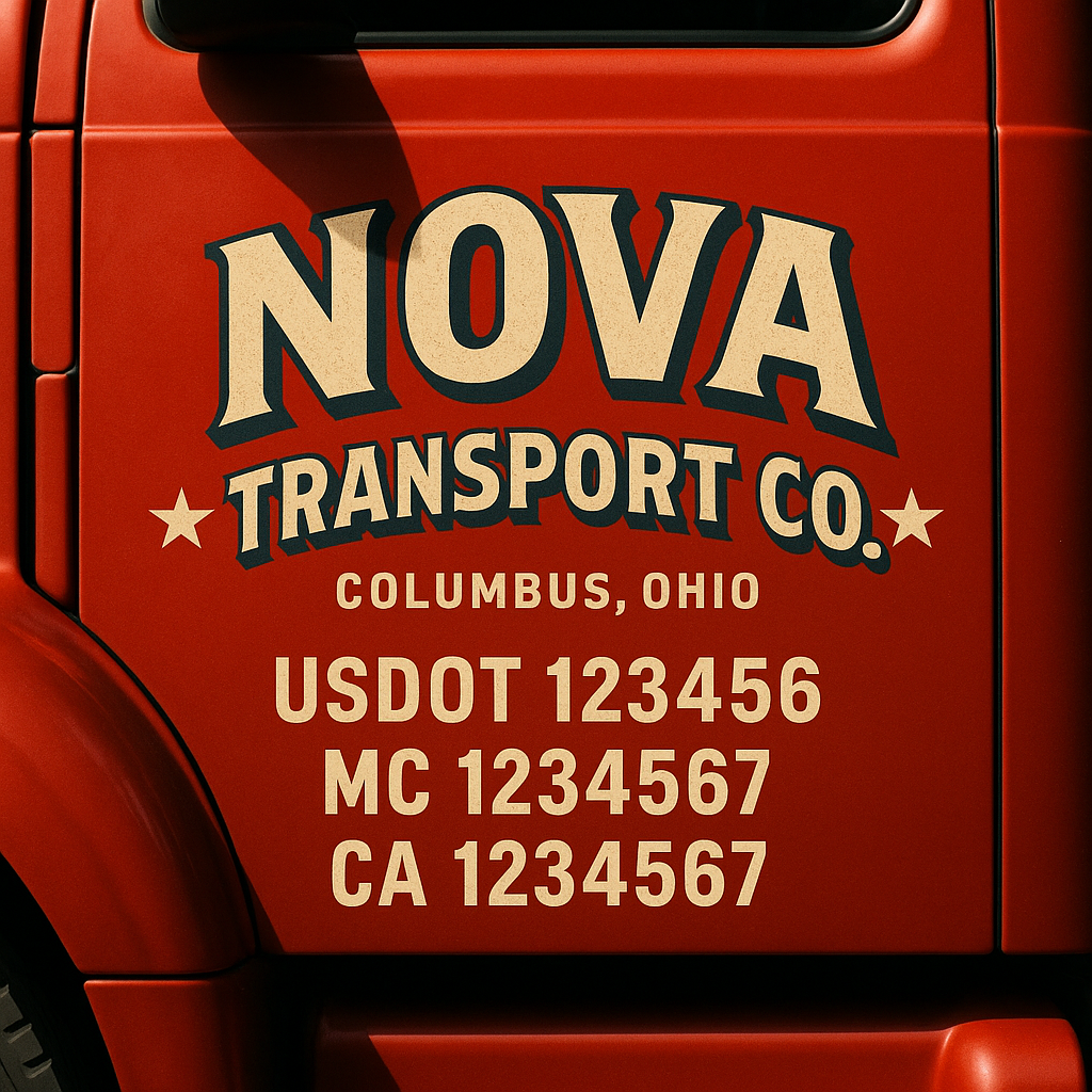 Custom Truck Door Decal Sticker Signs | Trucking or Business Name with City, USDOT, MC, CA Lettering Truck Signs