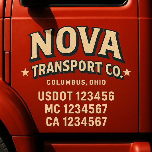 Custom Truck Door Decal Sticker Signs | Trucking or Business Name with City, USDOT, MC, CA Lettering Truck Signs