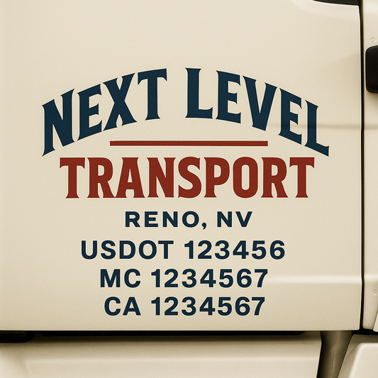 Custom Truck Door Decal Sticker Signs | Trucking or Business Name with City, USDOT, MC, CA Lettering Truck Signs