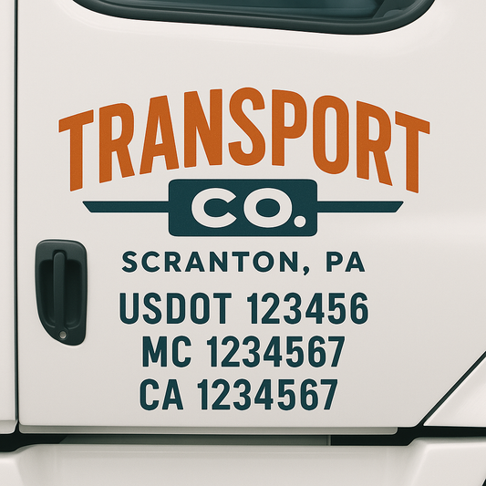 Custom Truck Door Decal Sticker Signs | Trucking or Business Name with City, USDOT, MC, CA Lettering Truck Signs