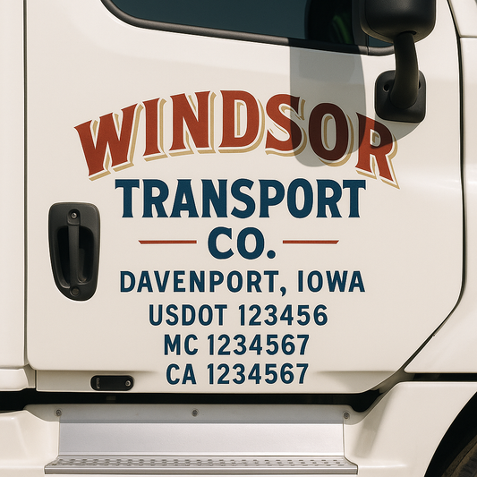 Custom Truck Door Decal Sticker Signs | Trucking or Business Name with City, USDOT, MC, CA Lettering Truck Signs