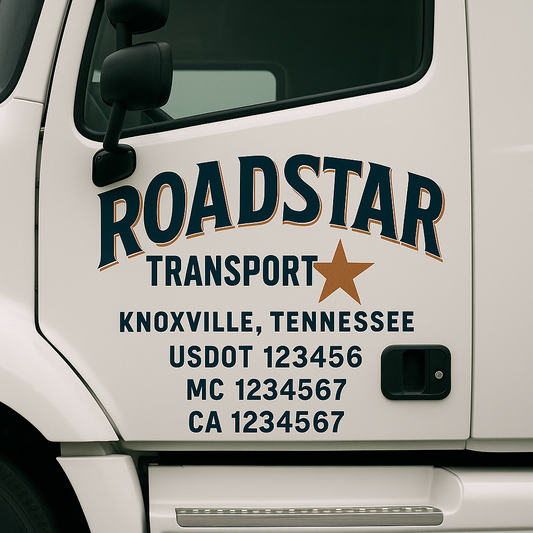 Custom Truck Door Decal Sticker Signs | Trucking or Business Name with City, USDOT, MC, CA Lettering Truck Signs