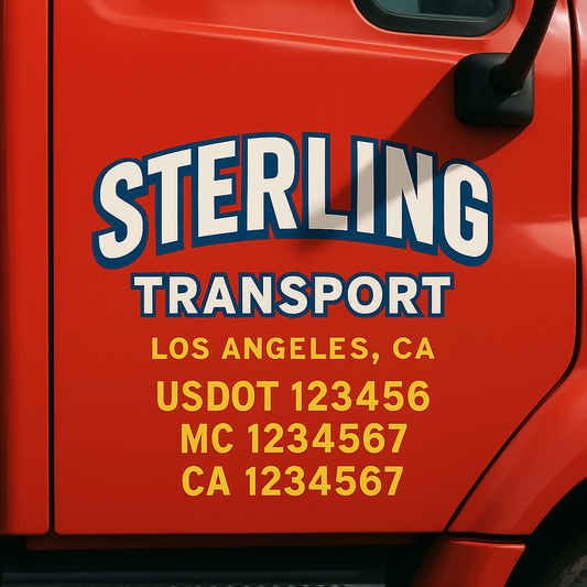 Custom Truck Door Decal Sticker Signs | Trucking or Business Name with City, USDOT, MC, CA Lettering Truck Signs