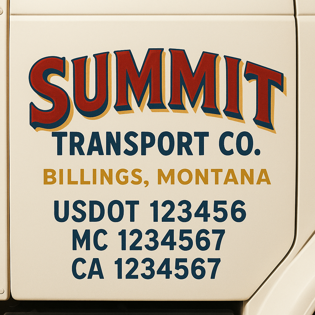 Custom Truck Door Decal Sticker Signs | Trucking or Business Name with City, USDOT, MC, CA Lettering Truck Signs