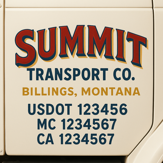 Custom Truck Door Decal Sticker Signs | Trucking or Business Name with City, USDOT, MC, CA Lettering Truck Signs