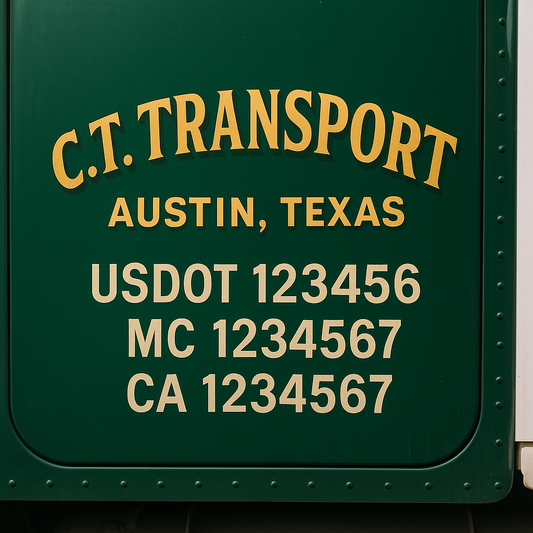 Custom Truck Door Decal Sticker Signs | Trucking or Business Name with City, USDOT, MC, CA Lettering Truck Signs
