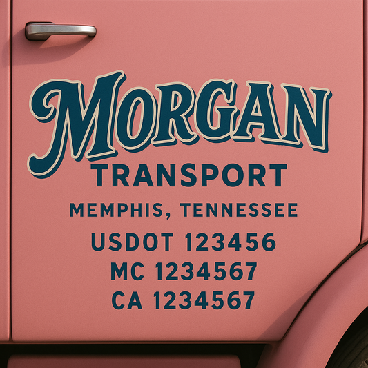 Custom Truck Door Decal Sticker Signs | Trucking or Business Name with City, USDOT, MC, CA Lettering Truck Signs