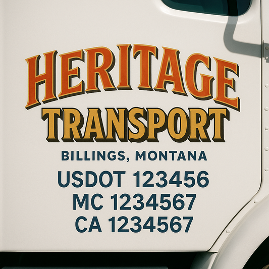 Custom Truck Door Decal Sticker Signs | Trucking or Business Name with City, USDOT, MC, CA Lettering Truck Signs