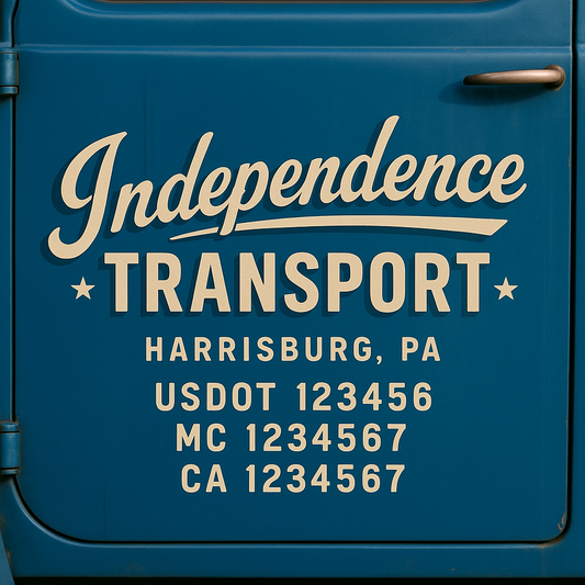 Custom Truck Door Decal Sticker Signs | Trucking or Business Name with City, USDOT, MC, CA Lettering Truck Signs