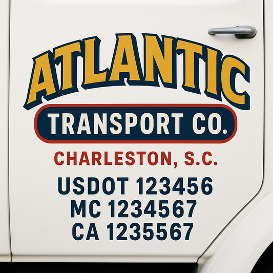 Custom Truck Door Decal Sticker Signs | Trucking or Business Name with City, USDOT, MC, CA Lettering Truck Signs