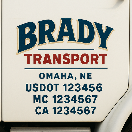 Custom Truck Door Decal Sticker Signs | Trucking or Business Name with City, USDOT, MC, CA Lettering Truck Signs