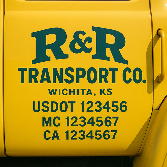 Custom Truck Door Decal Sticker Signs | Trucking or Business Name with City, USDOT, MC, CA Lettering Truck Signs