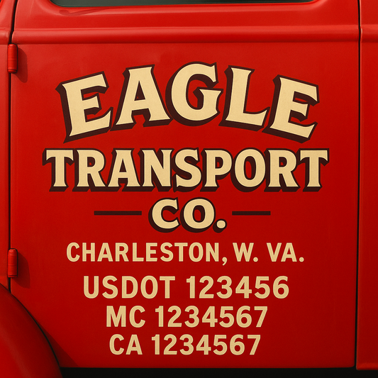 Custom Truck Door Decal Sticker Signs | Trucking or Business Name with City, USDOT, MC, CA Lettering Truck Signs