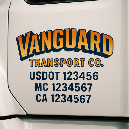 Custom Truck Door Decal Sticker Signs | Trucking or Business Name with City, USDOT, MC, CA Lettering Truck Signs