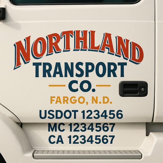 Custom Truck Door Decal Sticker Signs | Trucking or Business Name with City, USDOT, MC, CA Lettering Truck Signs
