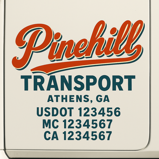 Custom Truck Door Decal Sticker Signs | Trucking or Business Name with City, USDOT, MC, CA Lettering Truck Signs