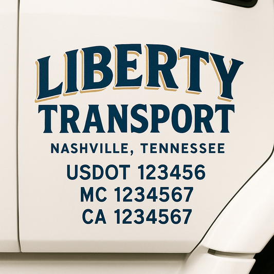 Custom Truck Door Decal Sticker Signs | Trucking or Business Name with City, USDOT, MC, CA Lettering Truck Signs