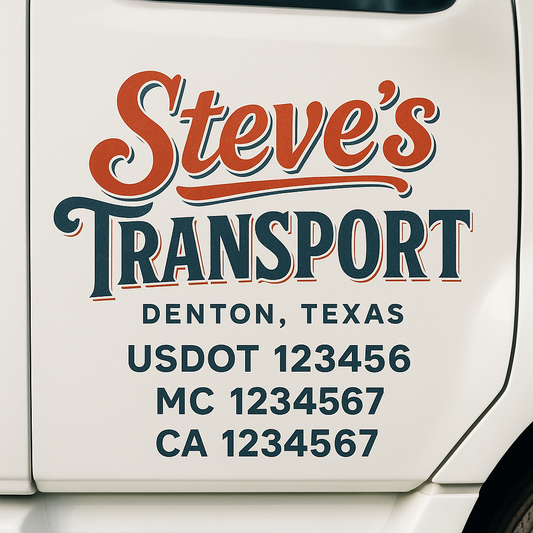 Custom Truck Door Decal Sticker Signs | Trucking or Business Name with City, USDOT, MC, CA Lettering Truck Signs