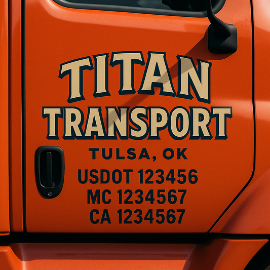 Custom Truck Door Decal Sticker Signs | Trucking or Business Name with City, USDOT, MC, CA Lettering Truck Signs