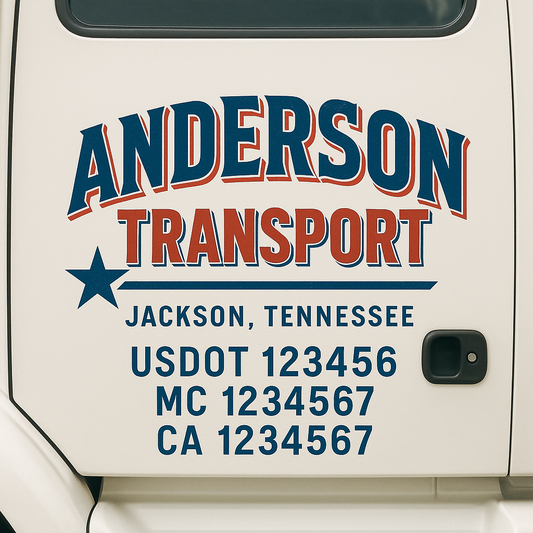 Custom Truck Door Decal Sticker Signs | Trucking or Business Name with City, USDOT, MC, CA Lettering Truck Signs