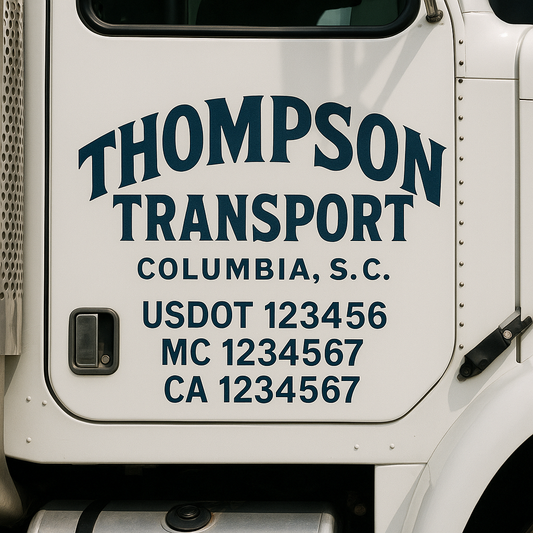 Custom Truck Door Decal Sticker Signs | Trucking or Business Name with City, USDOT, MC, CA Lettering Truck Signs