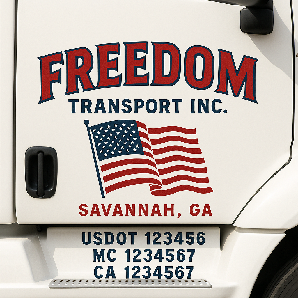 Custom Truck Door Decal Sticker Signs | Trucking or Business Name with City, USDOT, MC, CA Lettering Truck Signs