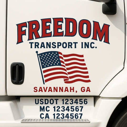 Custom Truck Door Decal Sticker Signs | Trucking or Business Name with City, USDOT, MC, CA Lettering Truck Signs