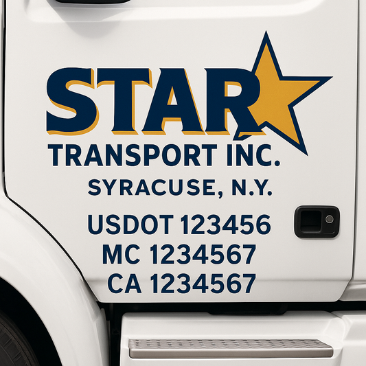 Custom Truck Door Decal Sticker Signs | Trucking or Business Name with City, USDOT, MC, CA Lettering Truck Signs
