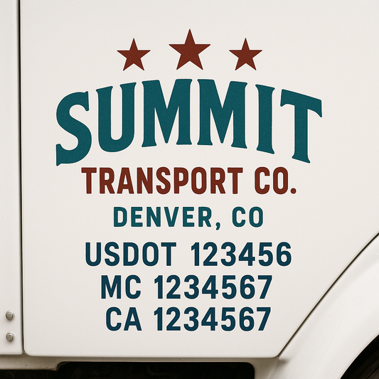 Custom Truck Door Decal Sticker Signs | Trucking or Business Name with City, USDOT, MC, CA Lettering Truck Signs