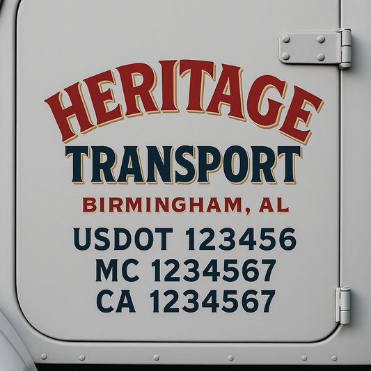 Custom Truck Door Decal Sticker Signs | Trucking or Business Name with City, USDOT, MC, CA Lettering Truck Signs