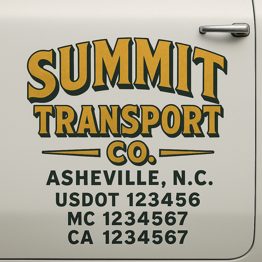Custom Truck Door Decal Sticker Signs | Trucking or Business Name with City, USDOT, MC, CA Lettering Truck Signs