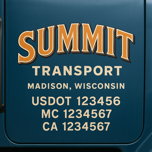 Custom Truck Door Decal Sticker Signs | Trucking or Business Name with City, USDOT, MC, CA Lettering Truck Signs