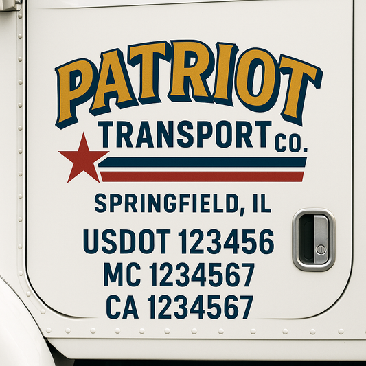 Custom Truck Door Decal Sticker Signs | Trucking or Business Name with City, USDOT, MC, CA Lettering Truck Signs