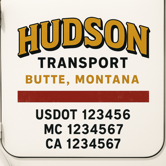 Custom Truck Door Decal Sticker Signs | Trucking or Business Name with City, USDOT, MC, CA Lettering Truck Signs