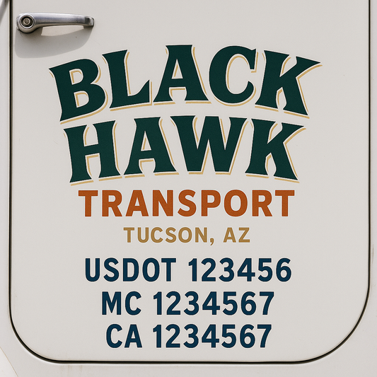 Custom Truck Door Decal Sticker Signs | Trucking or Business Name with City, USDOT, MC, CA Lettering Truck Signs
