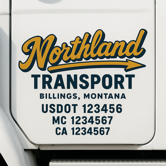 Custom Truck Door Decal Sticker Signs | Trucking or Business Name with City, USDOT, MC, CA Lettering Truck Signs