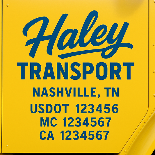 Custom Truck Door Decal Sticker Signs | Trucking or Business Name with City, USDOT, MC, CA Lettering Truck Signs