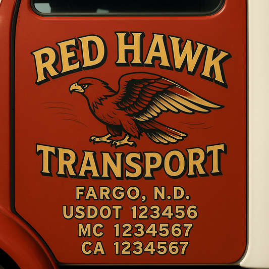 Custom Truck Door Decal Sticker Signs | Trucking or Business Name with City, USDOT, MC, CA Lettering Truck Signs