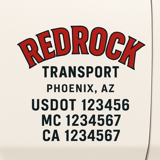 Custom Truck Door Decal Sticker Signs | Trucking or Business Name with City, USDOT, MC, CA Lettering Truck Signs