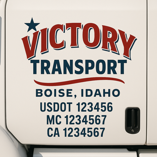 Custom Truck Door Decal Sticker Signs | Trucking or Business Name with City, USDOT, MC, CA Lettering Truck Signs