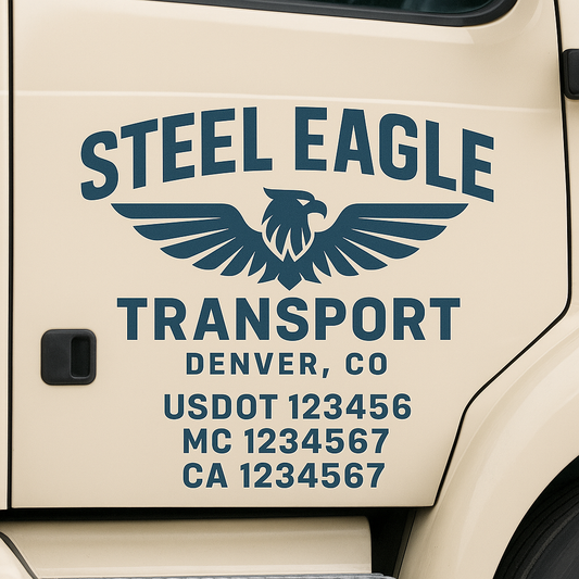 Custom Truck Door Decal Sticker Signs | Trucking or Business Name with City, USDOT, MC, CA Lettering Truck Signs