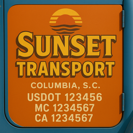 Custom Truck Door Decal Sticker Signs | Trucking or Business Name with City, USDOT, MC, CA Lettering Truck Signs