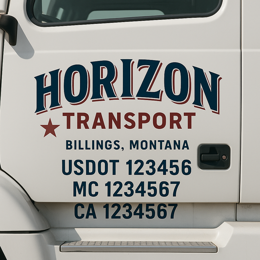 Custom Truck Door Decal Sticker Signs | Trucking or Business Name with City, USDOT, MC, CA Lettering Truck Signs
