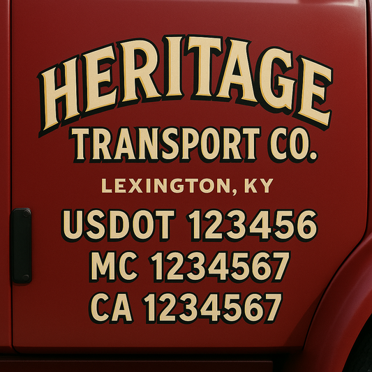 Custom Truck Door Decal Sticker Signs | Trucking or Business Name with City, USDOT, MC, CA Lettering Truck Signs