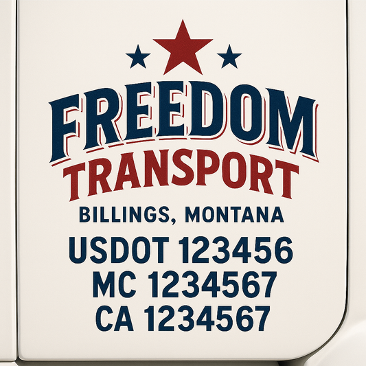 Custom Truck Door Decal Sticker Signs | Trucking or Business Name with City, USDOT, MC, CA Lettering Truck Signs