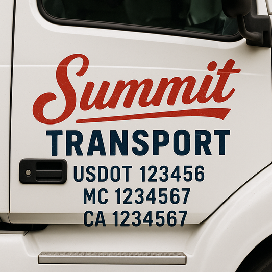Custom Truck Door Decal Sticker Signs | Trucking or Business Name with City, USDOT, MC, CA Lettering Truck Signs
