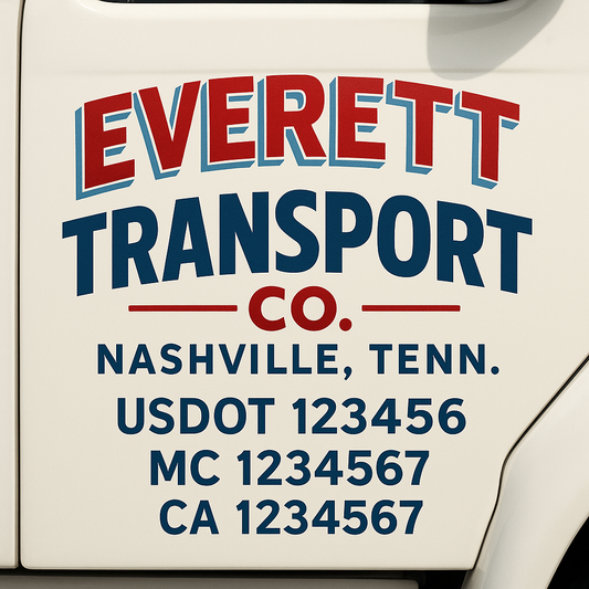 Custom Truck Door Decal Sticker Signs | Trucking or Business Name with City, USDOT, MC, CA Lettering Truck Signs